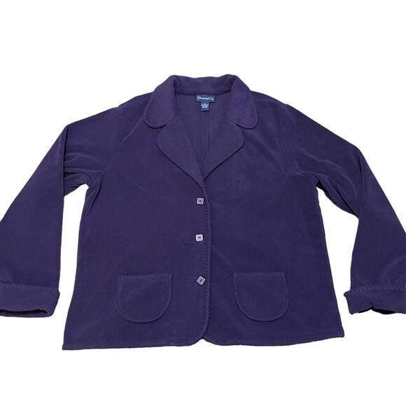 Denim & Co Womens Size XL Purple Cozy Warm Fleece Button Front Jacket Pockets - Picture 1 of 6